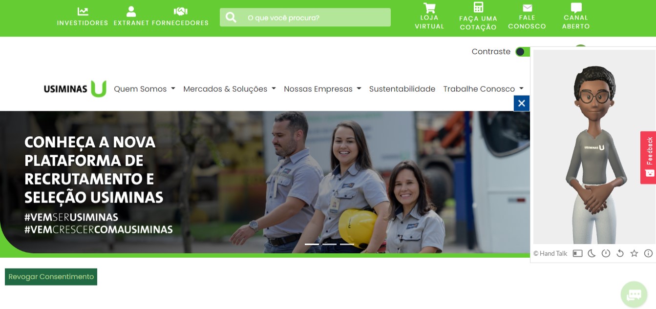 Site da Usiminas está acessível em libras
